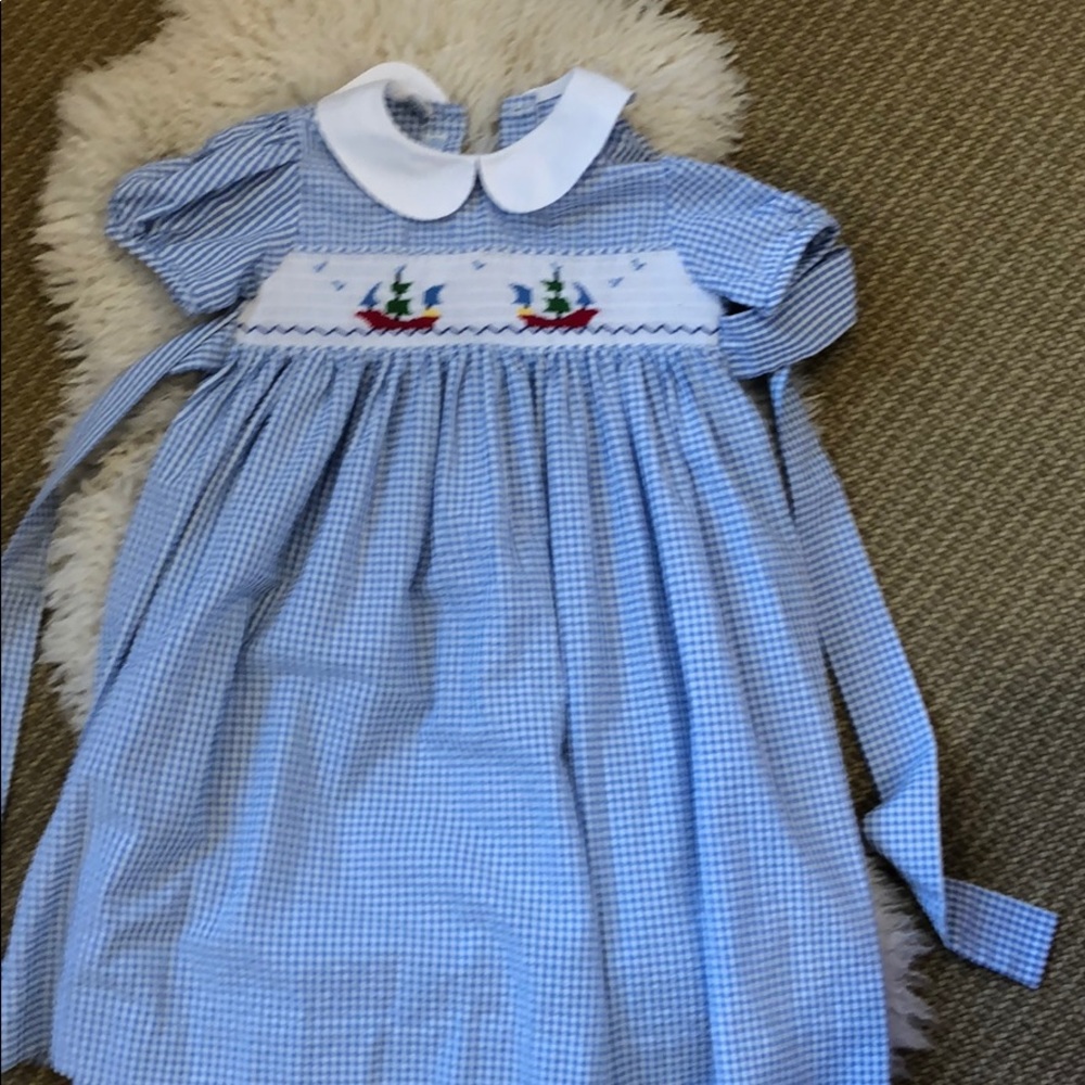 Girls checked Peter Pan collar dress